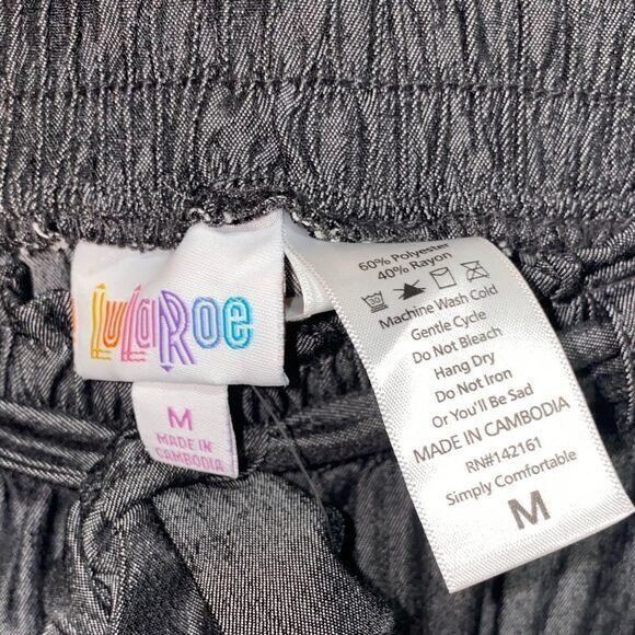 NWT LuLaRoe Dianne Pants Gray Wide Leg Tie Waist Size M - Picture 2 of 12